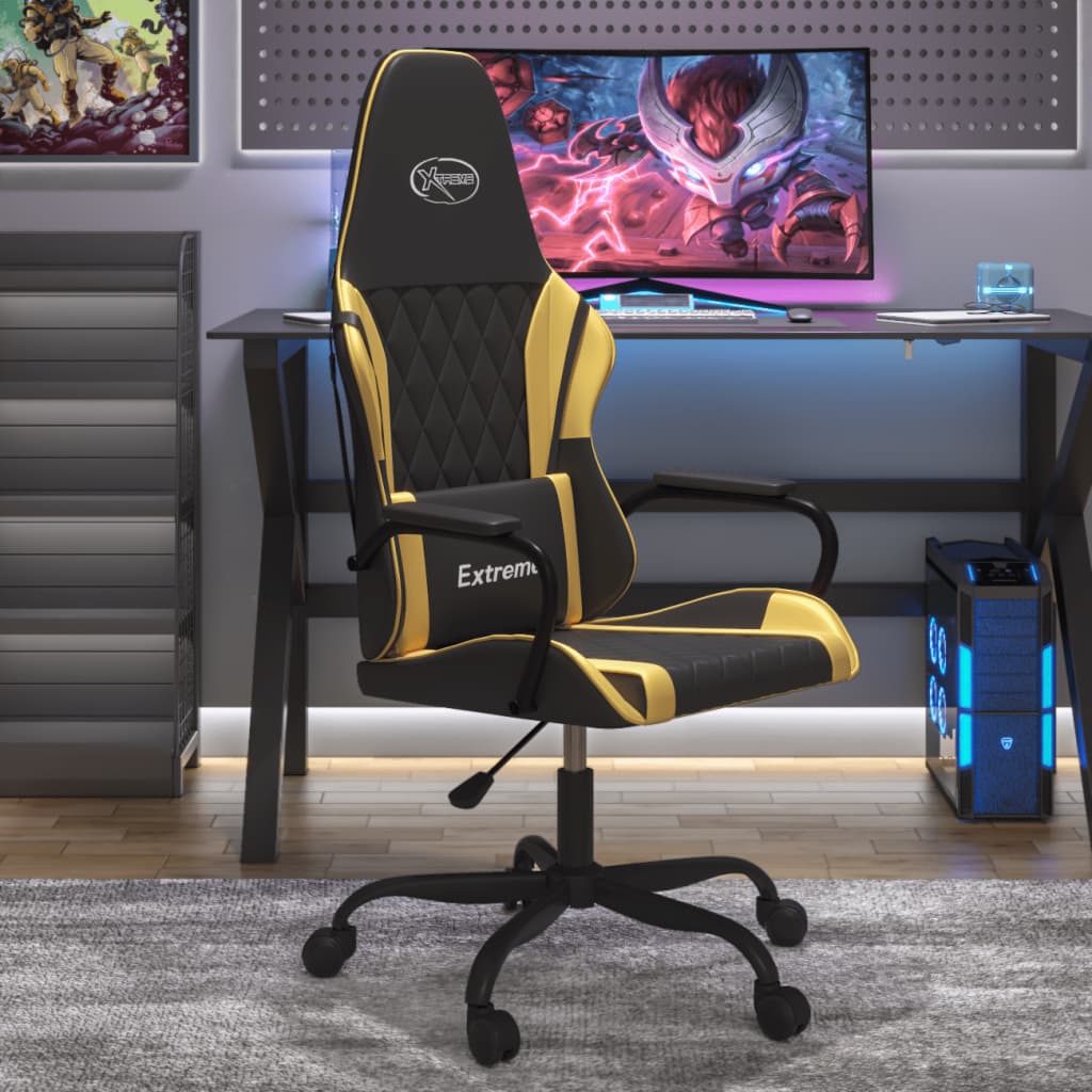 Massage gamestoel kunstleer zwart en goudkleurig is nu te koop bij PeponiXL, paradijselijk wonen!