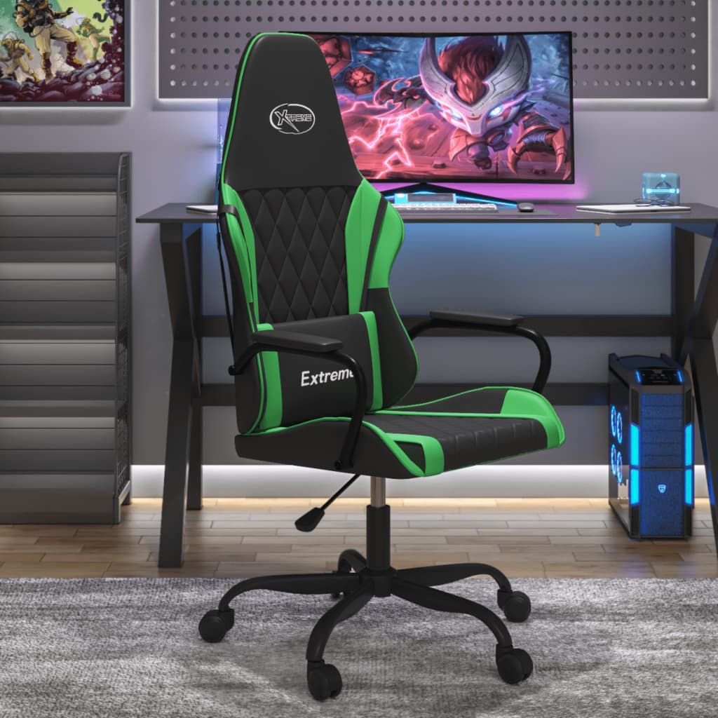 Massage gamestoel kunstleer zwart en groen is nu te koop bij PeponiXL, paradijselijk wonen!