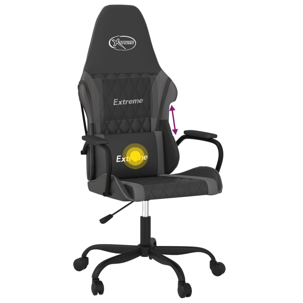 Massage gamestoel kunstleer zwart en grijs is nu te koop bij PeponiXL, paradijselijk wonen!