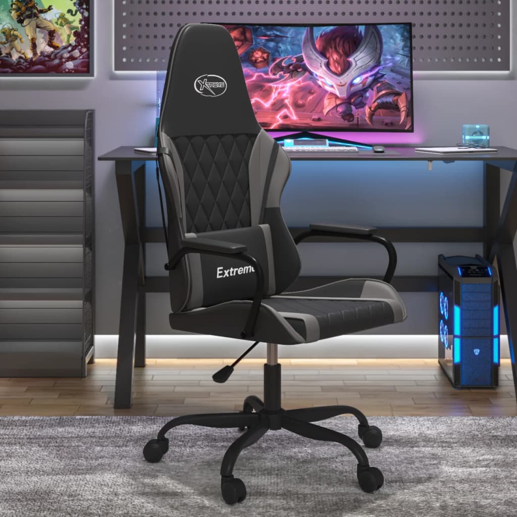 Massage gamestoel kunstleer zwart en grijs is nu te koop bij PeponiXL, paradijselijk wonen!