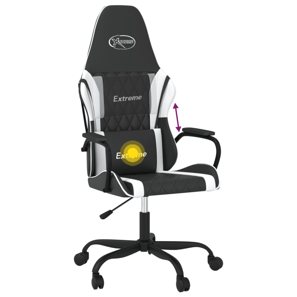 Massage gamestoel kunstleer zwart en wit is nu te koop bij PeponiXL, paradijselijk wonen!