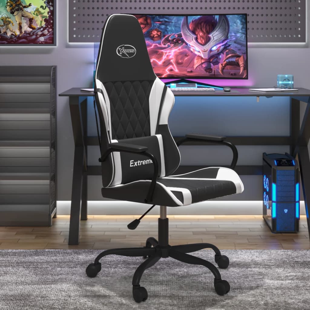Massage gamestoel kunstleer zwart en wit is nu te koop bij PeponiXL, paradijselijk wonen!
