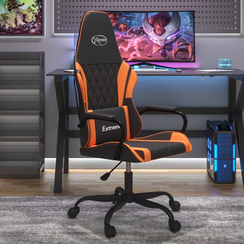 Massage gamestoel kunstleer zwart en oranje is nu te koop bij PeponiXL, paradijselijk wonen!
