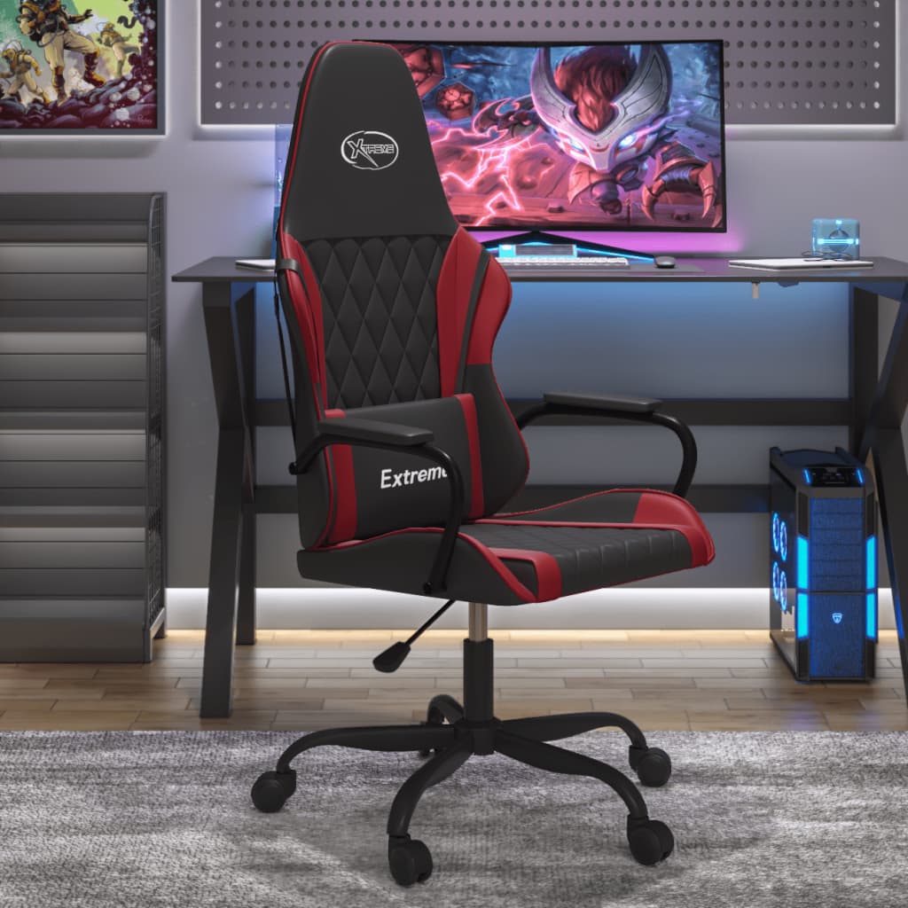 Massage gamestoel kunstleer zwart en wijnrood is nu te koop bij PeponiXL, paradijselijk wonen!