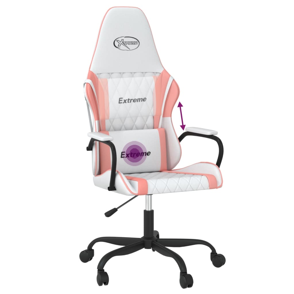 Massage gamestoel kunstleer wit en roze is nu te koop bij PeponiXL, paradijselijk wonen!
