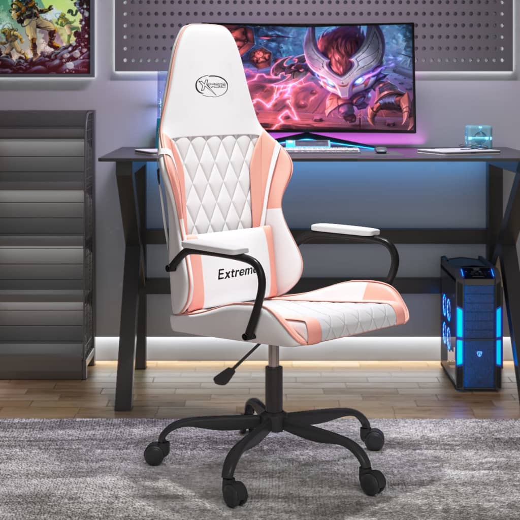 Massage gamestoel kunstleer wit en roze is nu te koop bij PeponiXL, paradijselijk wonen!