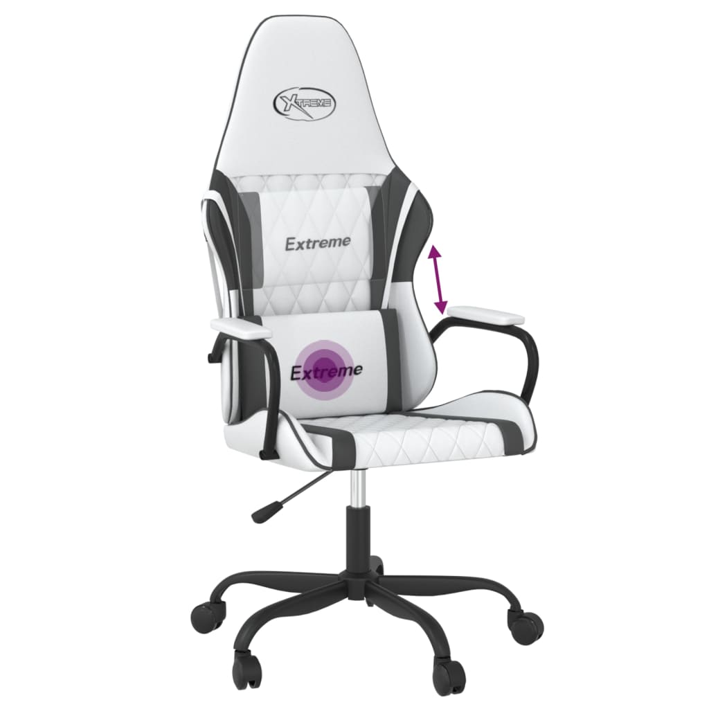 Massage gamestoel kunstleer wit en zwart is nu te koop bij PeponiXL, paradijselijk wonen!