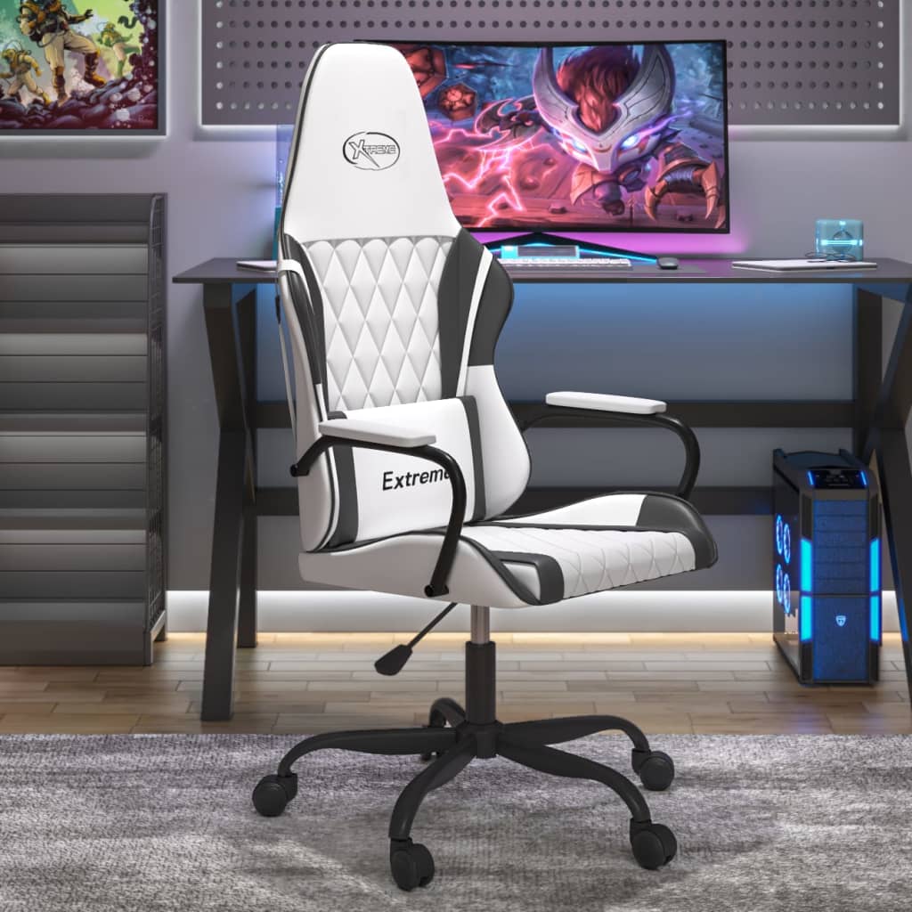 Massage gamestoel kunstleer wit en zwart is nu te koop bij PeponiXL, paradijselijk wonen!