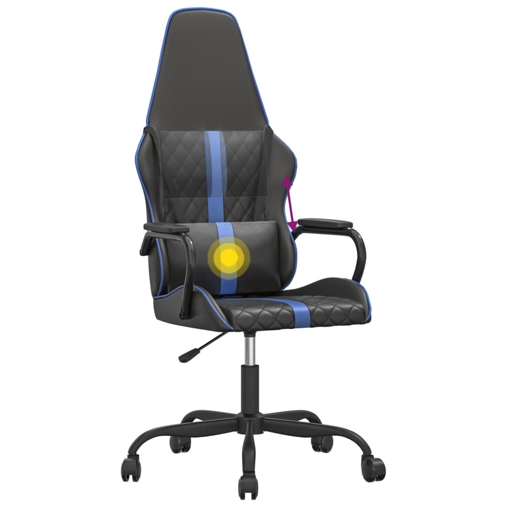 Massage gamestoel kunstleer zwart en blauw is nu te koop bij PeponiXL, paradijselijk wonen!