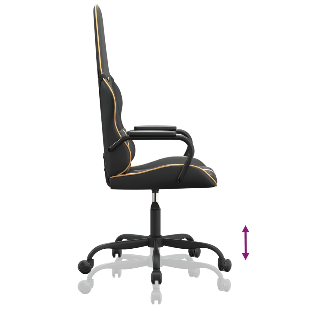 Massage gamestoel kunstleer zwart en goudkleurig is nu te koop bij PeponiXL, paradijselijk wonen!