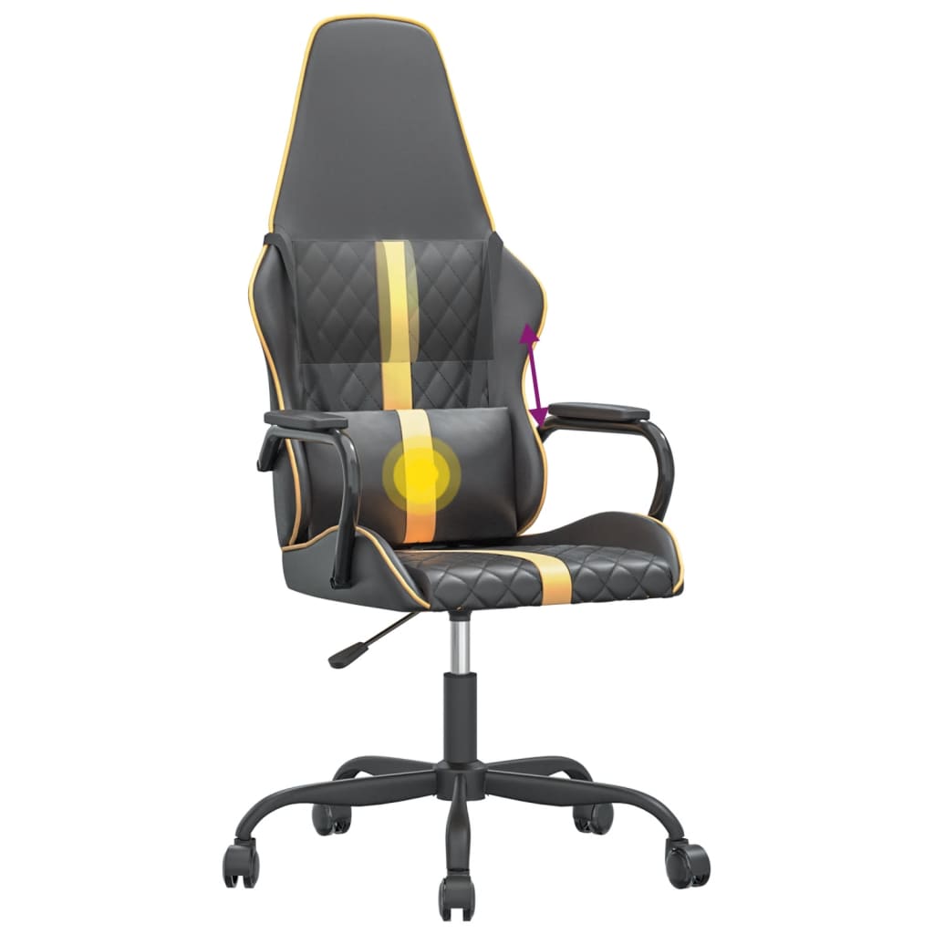 Massage gamestoel kunstleer zwart en goudkleurig is nu te koop bij PeponiXL, paradijselijk wonen!