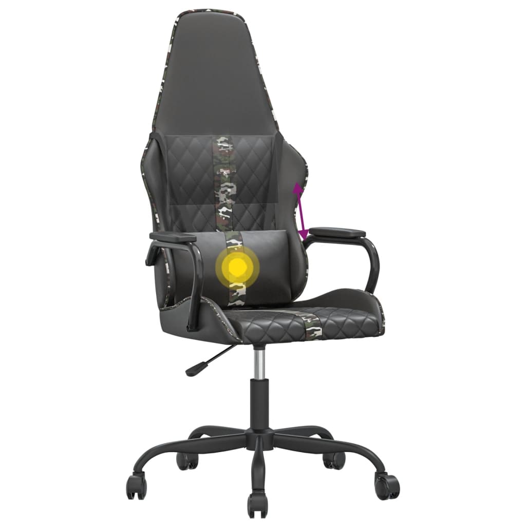 Massage gamestoel kunstleer camouflage en zwart is nu te koop bij PeponiXL, paradijselijk wonen!