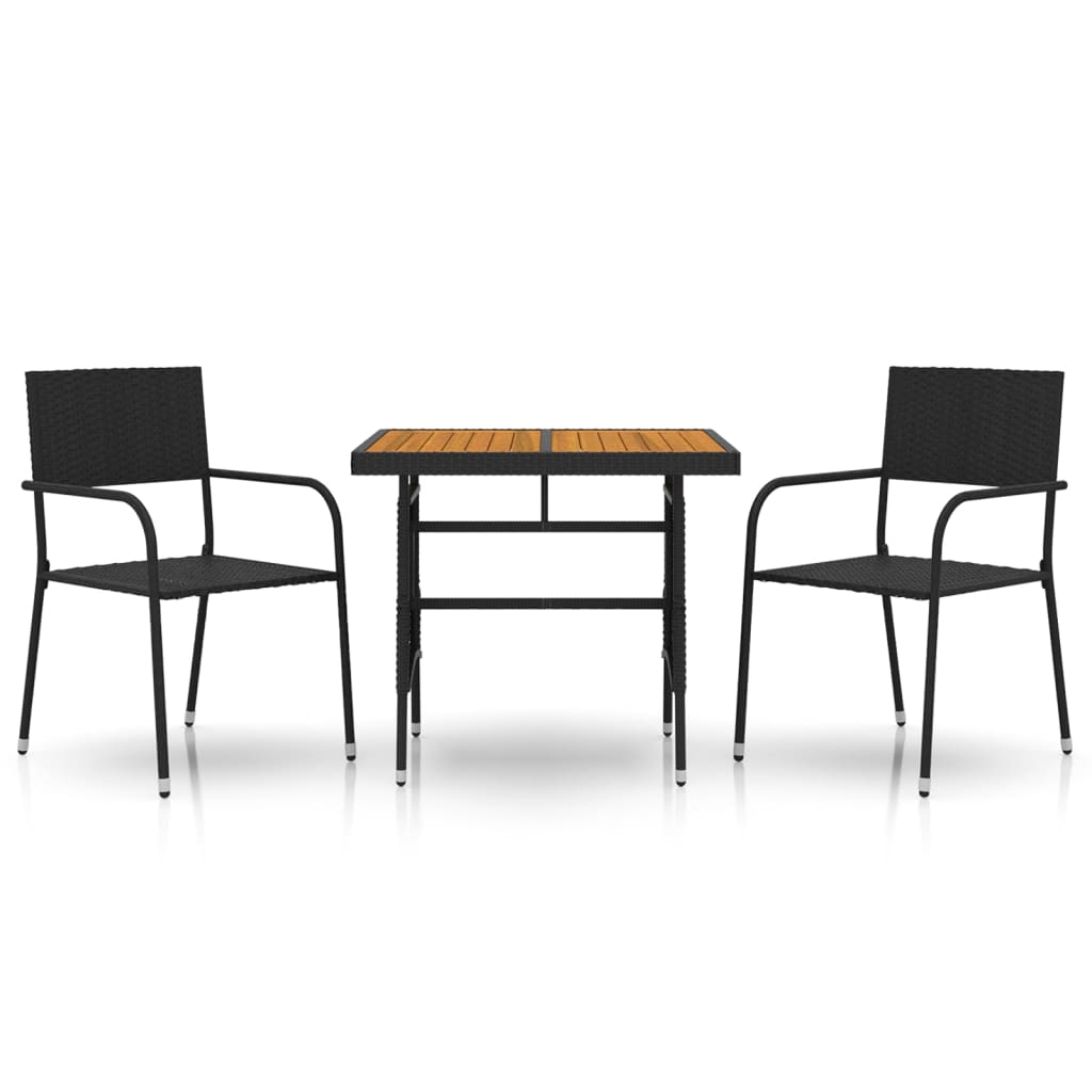 3-delige Tuinset poly rattan zwart is nu te koop bij PeponiXL, paradijselijk wonen!