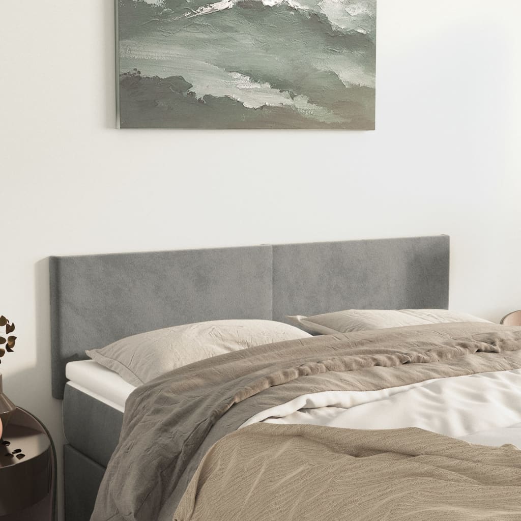 Hoofdborden 144x5x78/88 cm fluweel lichtgrijs is nu te koop bij PeponiXL, paradijselijk wonen!