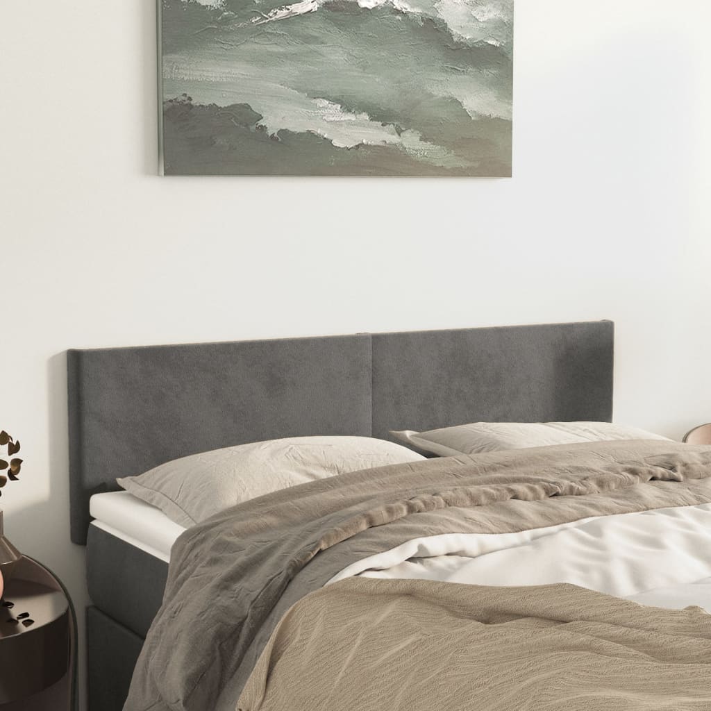 Hoofdborden 144x5x78/88 cm fluweel donkergrijs is nu te koop bij PeponiXL, paradijselijk wonen!
