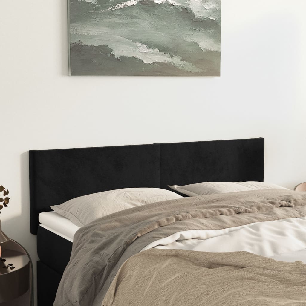 Hoofdborden 144x5x78/88 cm fluweel zwart is nu te koop bij PeponiXL, paradijselijk wonen!