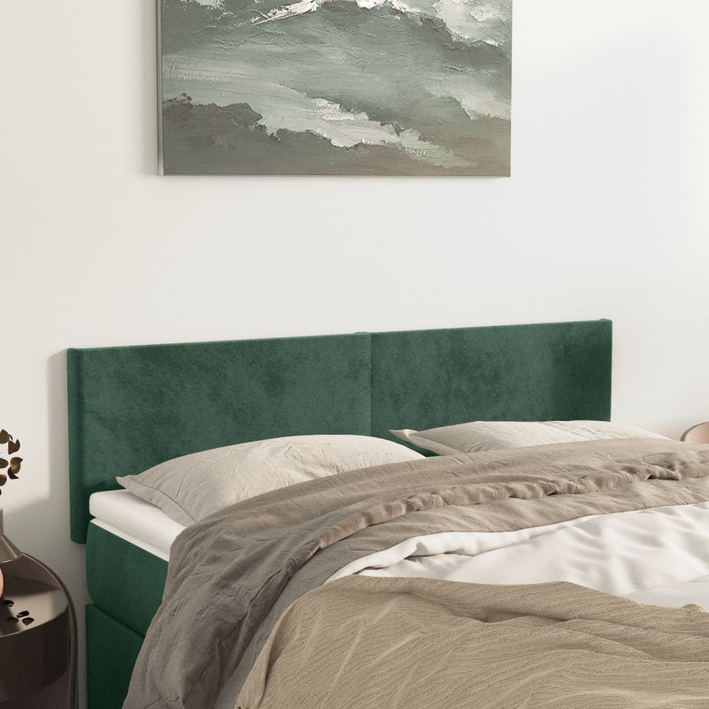 Hoofdborden 144x5x78/88 cm fluweel donkergroen is nu te koop bij PeponiXL, paradijselijk wonen!
