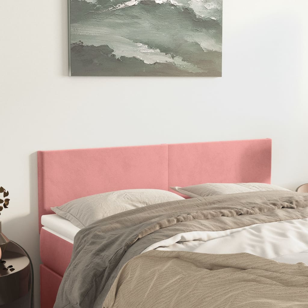 Hoofdborden 144x5x78/88 cm fluweel roze is nu te koop bij PeponiXL, paradijselijk wonen!
