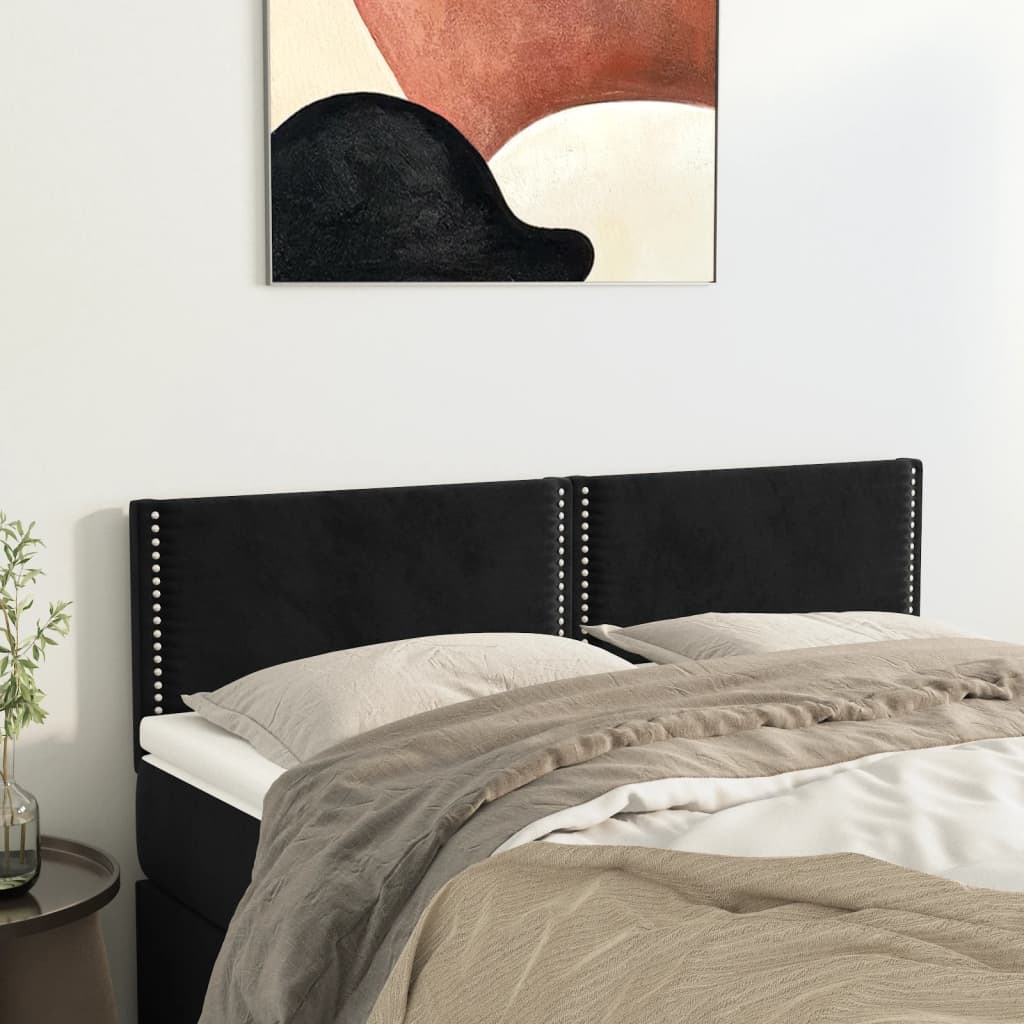 Hoofdborden 144x5x78/88 cm fluweel zwart is nu te koop bij PeponiXL, paradijselijk wonen!