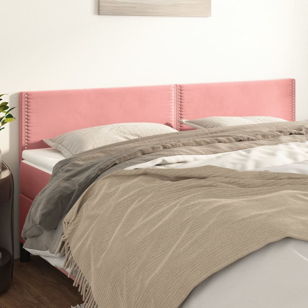 Hoofdborden 200x5x78/88 cm fluweel roze is nu te koop bij PeponiXL, paradijselijk wonen!