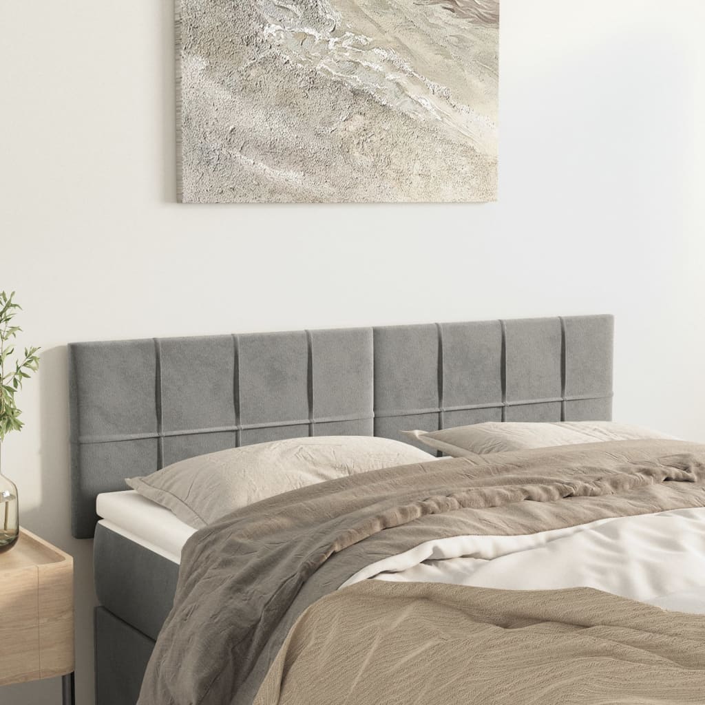 Hoofdborden 144x5x78/88 cm fluweel lichtgrijs is nu te koop bij PeponiXL, paradijselijk wonen!
