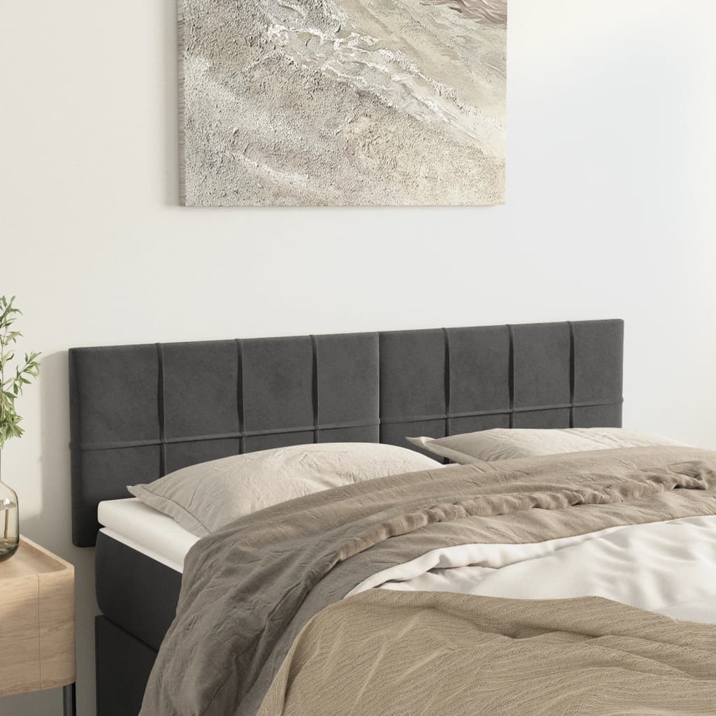 Hoofdborden 144x5x78/88 cm fluweel donkergrijs is nu te koop bij PeponiXL, paradijselijk wonen!