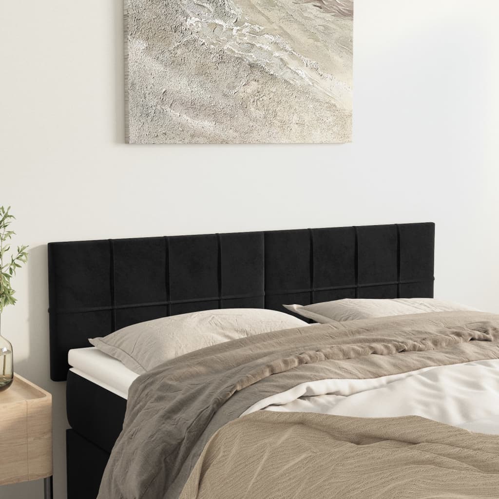 Hoofdborden 144x5x78/88 cm fluweel zwart is nu te koop bij PeponiXL, paradijselijk wonen!