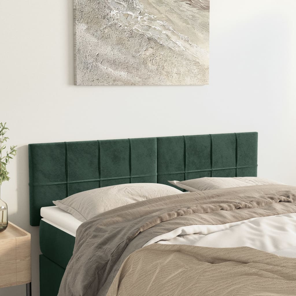 Hoofdborden 144x5x78/88 cm fluweel donkergroen is nu te koop bij PeponiXL, paradijselijk wonen!
