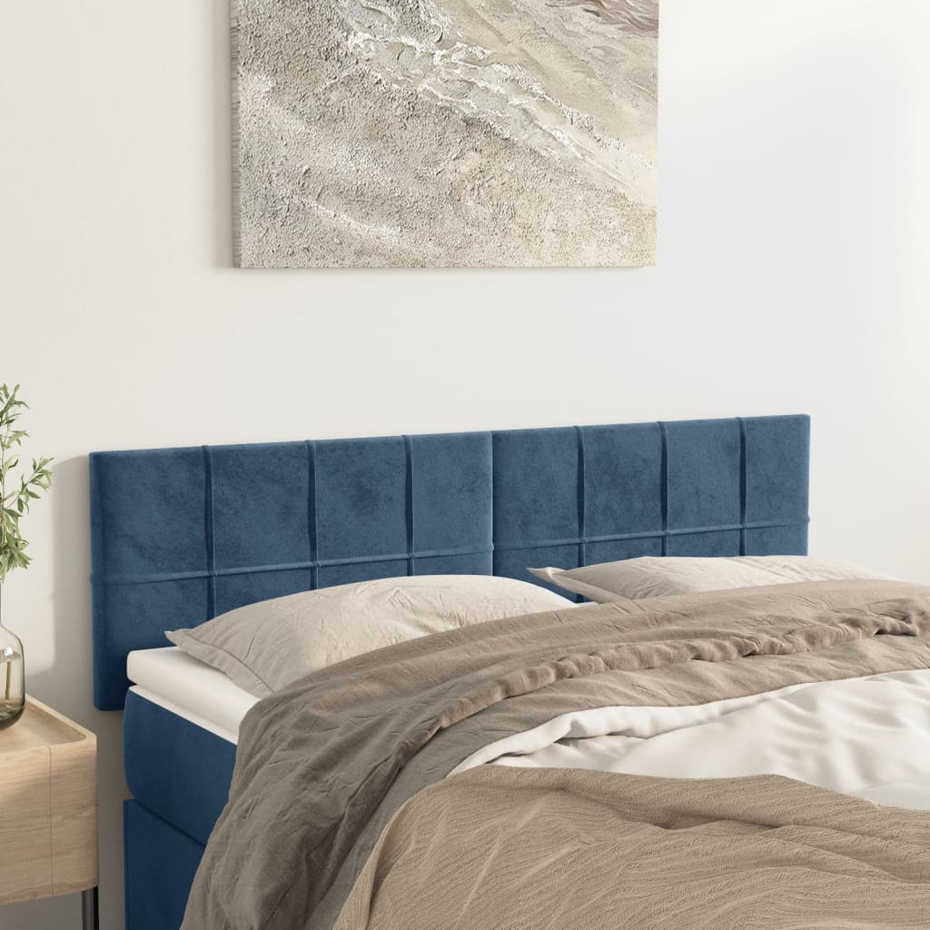 Hoofdborden 144x5x78/88 cm fluweel donkerblauw is nu te koop bij PeponiXL, paradijselijk wonen!