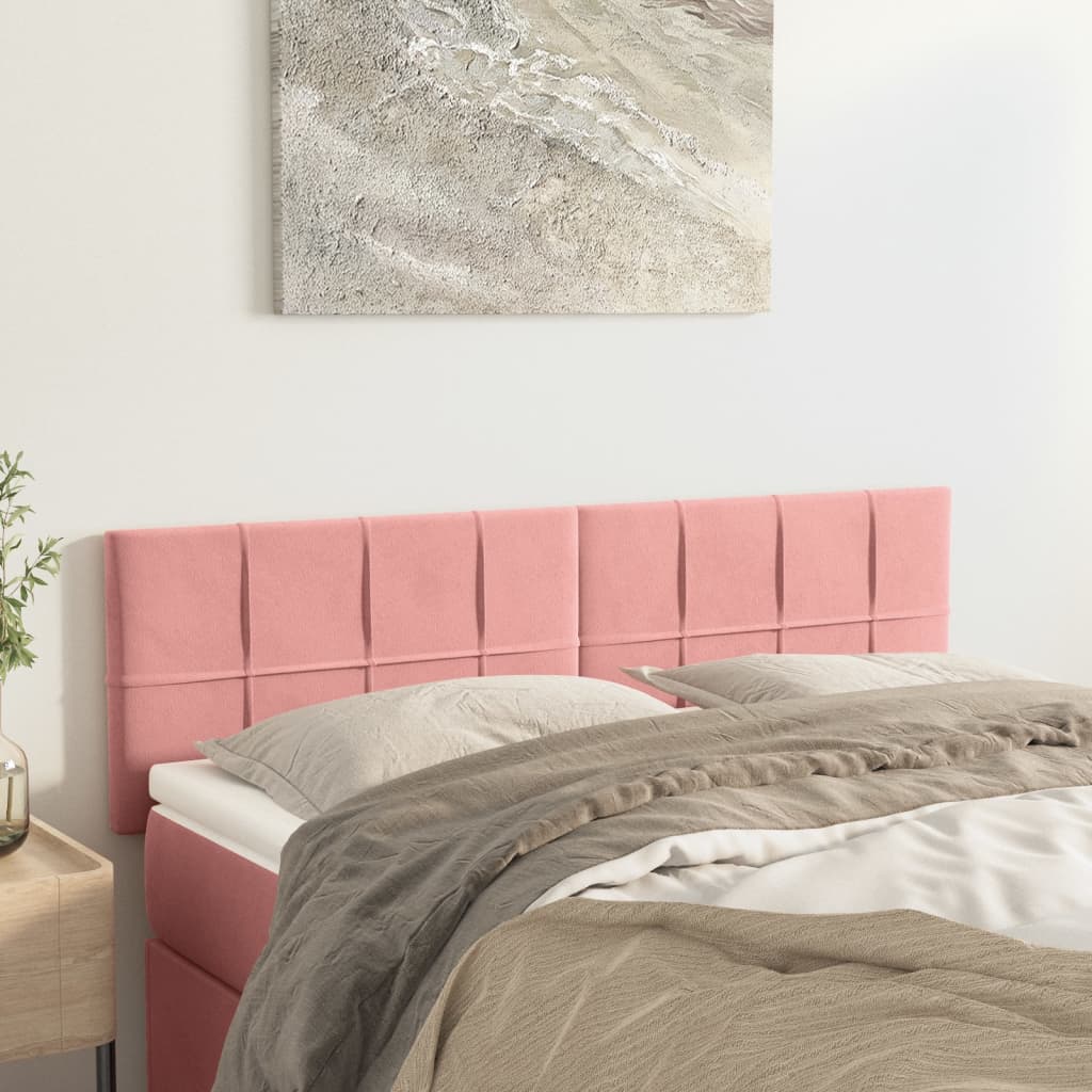 Hoofdborden 144x5x78/88 cm fluweel roze is nu te koop bij PeponiXL, paradijselijk wonen!