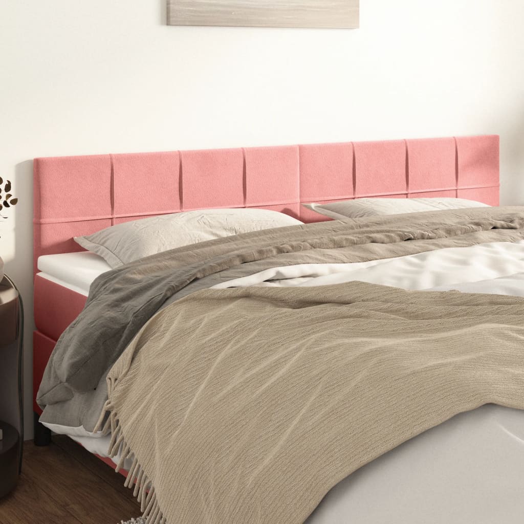 Hoofdborden 200x5x78/88 cm fluweel roze is nu te koop bij PeponiXL, paradijselijk wonen!