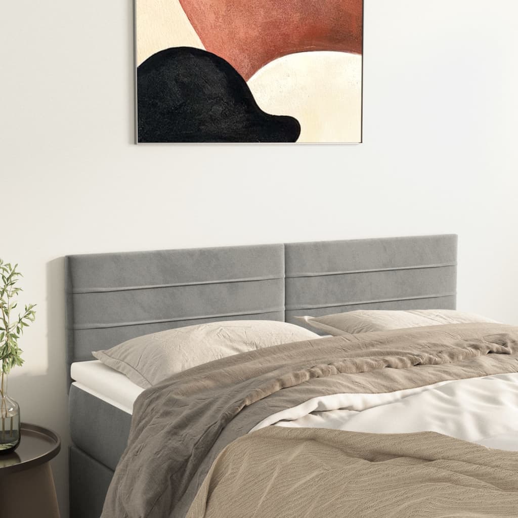 Hoofdborden 144x5x78/88 cm fluweel lichtgrijs is nu te koop bij PeponiXL, paradijselijk wonen!