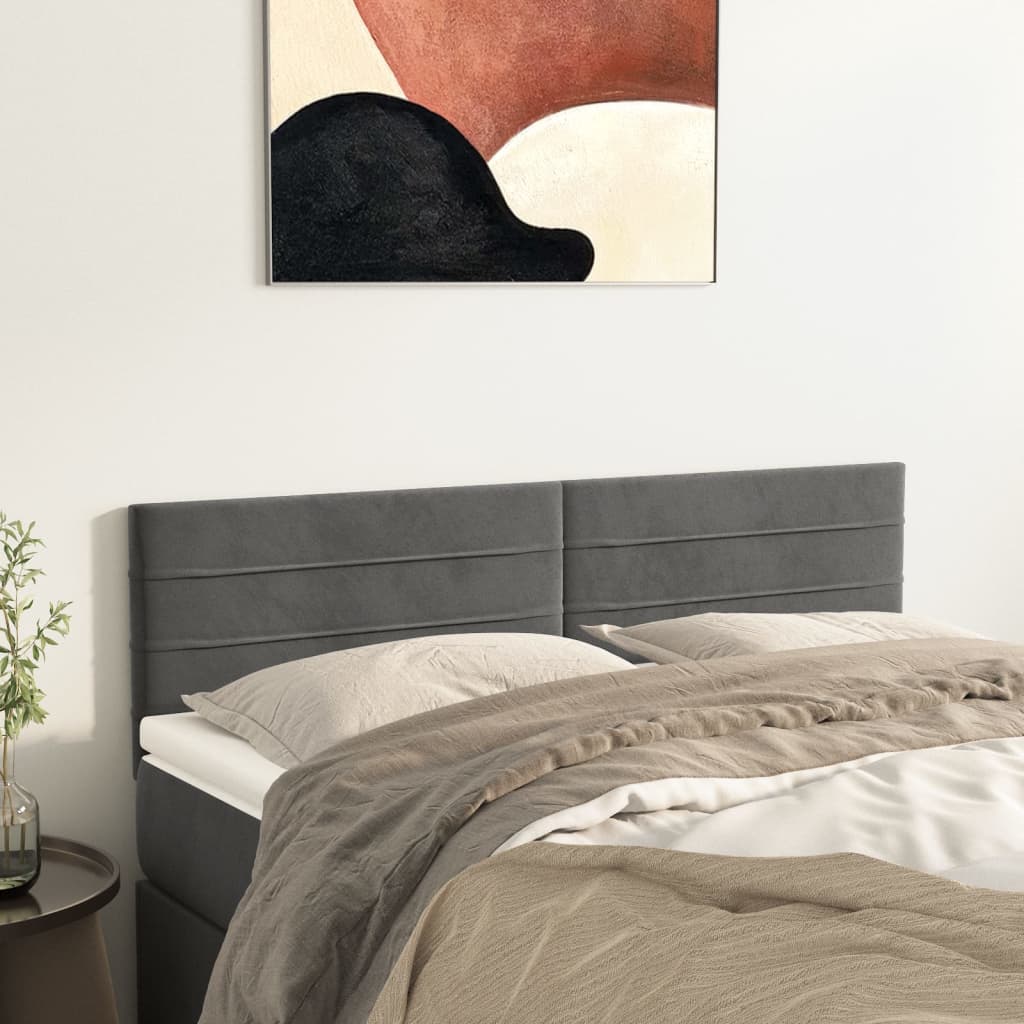 Hoofdborden 144x5x78/88 cm fluweel donkergrijs is nu te koop bij PeponiXL, paradijselijk wonen!