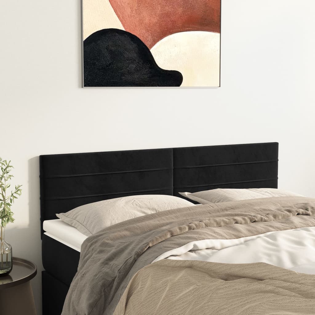 Hoofdborden 144x5x78/88 cm fluweel zwart is nu te koop bij PeponiXL, paradijselijk wonen!