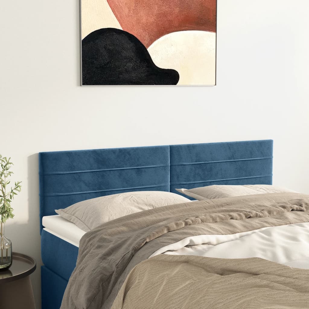 Hoofdborden 144x5x78/88 cm fluweel donkerblauw is nu te koop bij PeponiXL, paradijselijk wonen!