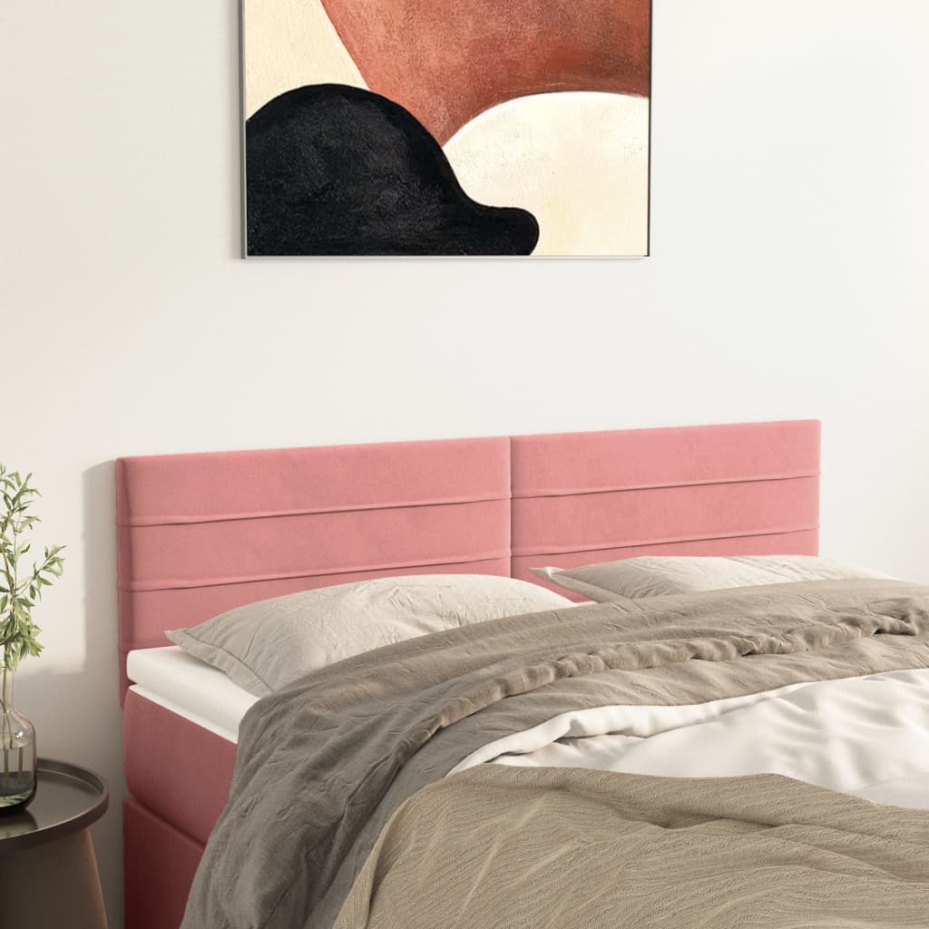 Hoofdborden 144x5x78/88 cm fluweel roze is nu te koop bij PeponiXL, paradijselijk wonen!