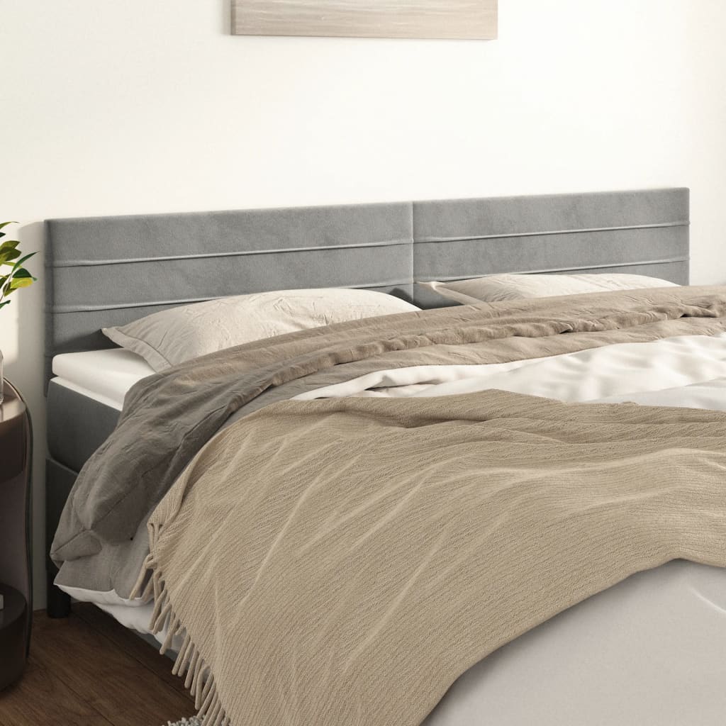 Hoofdborden 180x5x78/88 cm fluweel lichtgrijs is nu te koop bij PeponiXL, paradijselijk wonen!