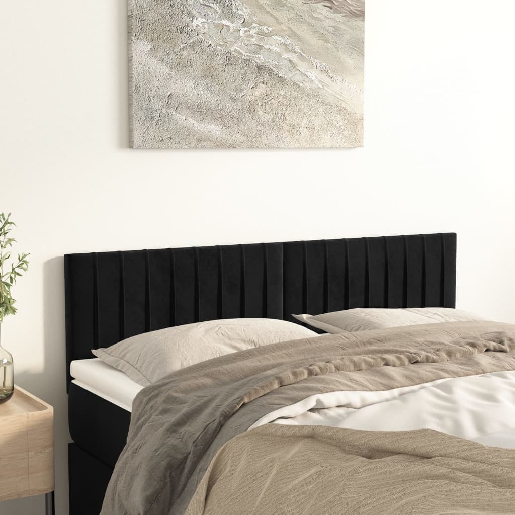 Hoofdborden 144x5x78/88 cm fluweel zwart is nu te koop bij PeponiXL, paradijselijk wonen!