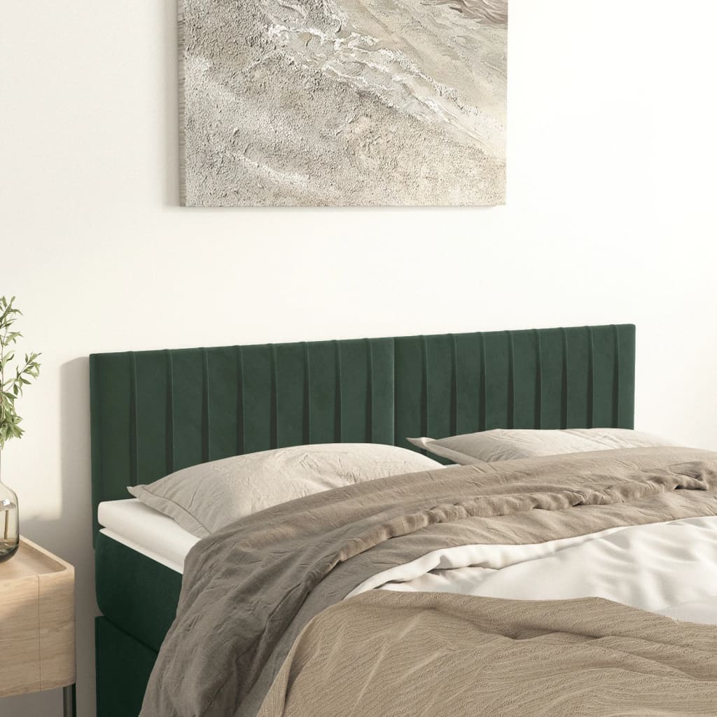 Hoofdborden 144x5x78/88 cm fluweel donkergroen is nu te koop bij PeponiXL, paradijselijk wonen!
