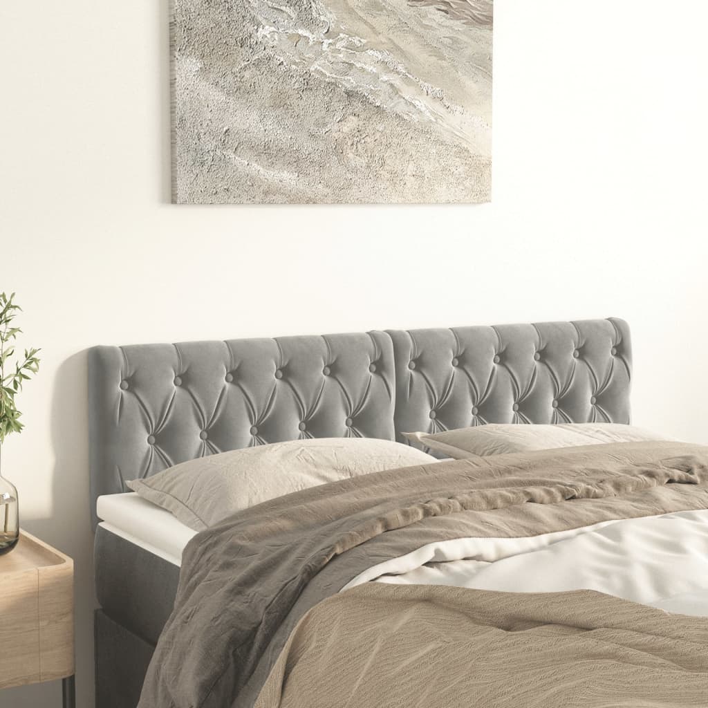 Hoofdborden 144x7x78/88 cm fluweel lichtgrijs is nu te koop bij PeponiXL, paradijselijk wonen!
