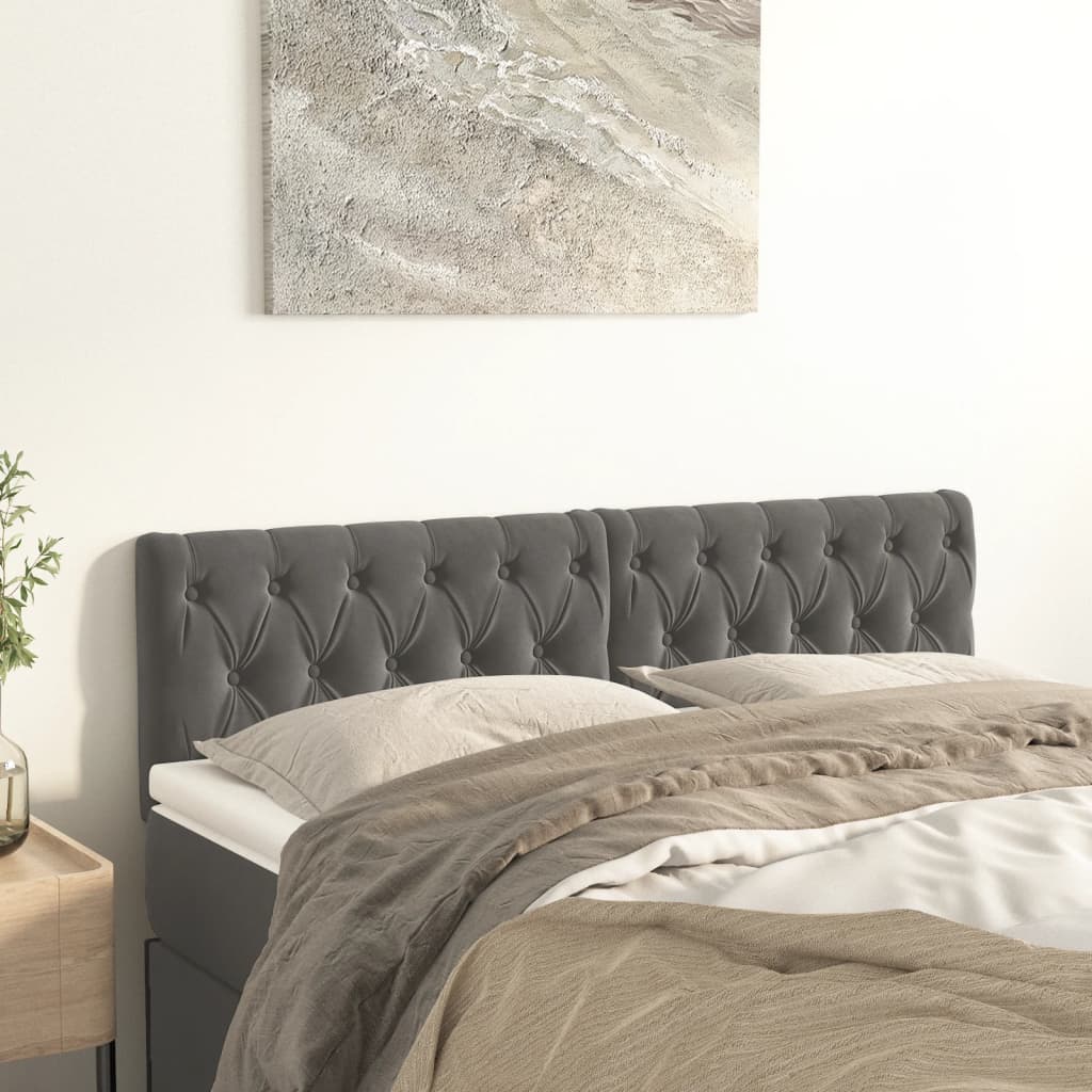 Hoofdborden 144x7x78/88 cm fluweel donkergrijs is nu te koop bij PeponiXL, paradijselijk wonen!