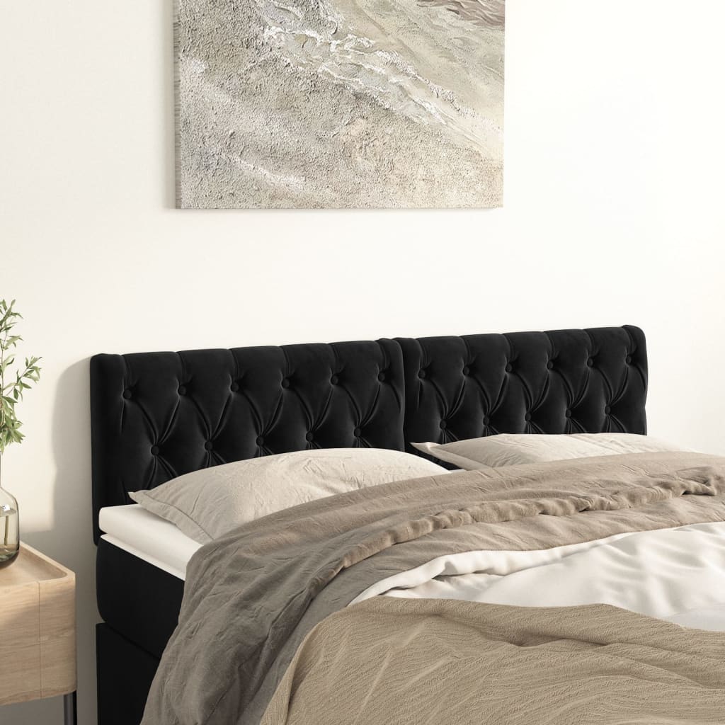 Hoofdborden 144x7x78/88 cm fluweel zwart is nu te koop bij PeponiXL, paradijselijk wonen!