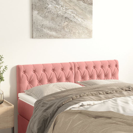 Hoofdborden 144x7x78/88 cm fluweel roze is nu te koop bij PeponiXL, paradijselijk wonen!