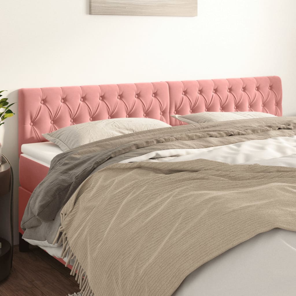 Hoofdborden 200x7x78/88 cm fluweel roze is nu te koop bij PeponiXL, paradijselijk wonen!