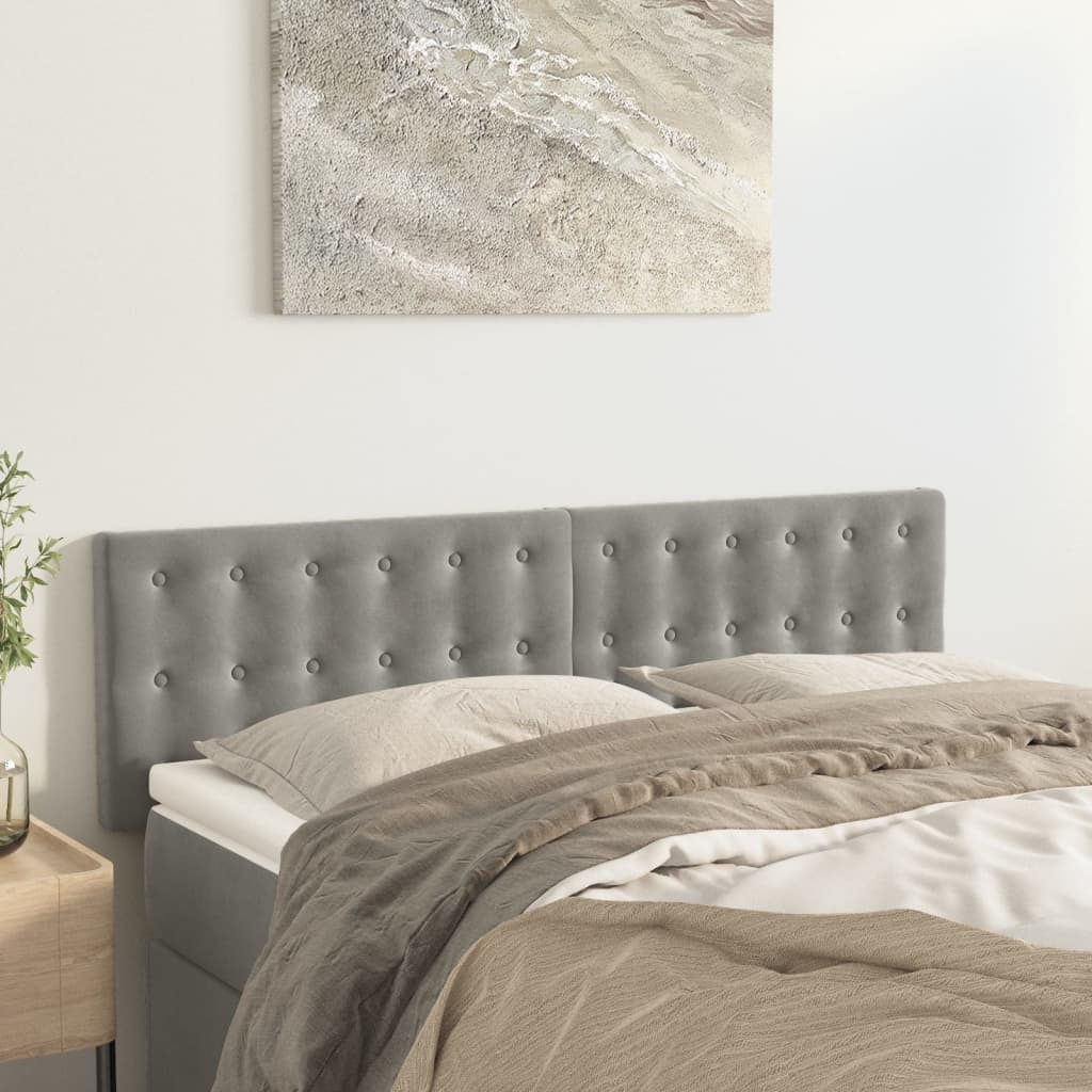 Hoofdborden 144x5x78/88 cm fluweel lichtgrijs is nu te koop bij PeponiXL, paradijselijk wonen!