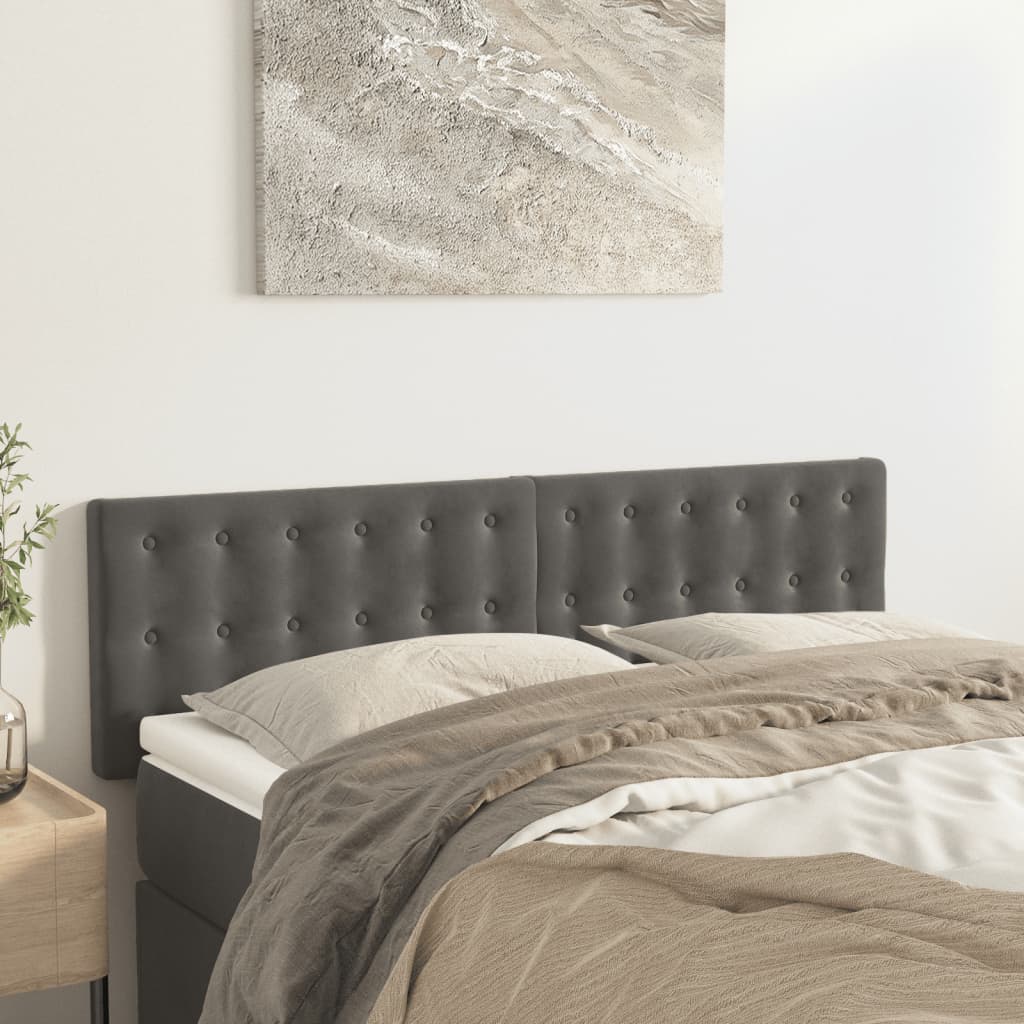 Hoofdborden 144x5x78/88 cm fluweel donkergrijs is nu te koop bij PeponiXL, paradijselijk wonen!