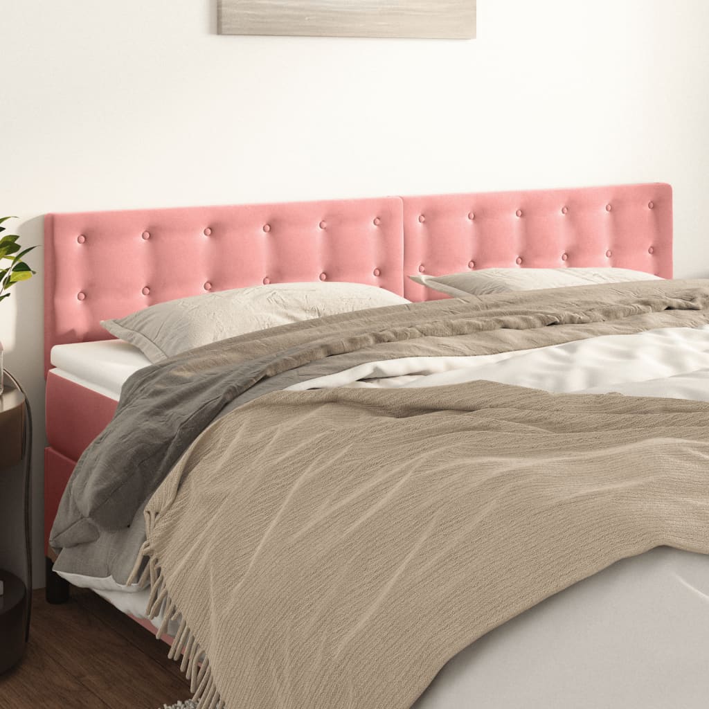 Hoofdborden 200x5x78/88 cm fluweel roze is nu te koop bij PeponiXL, paradijselijk wonen!