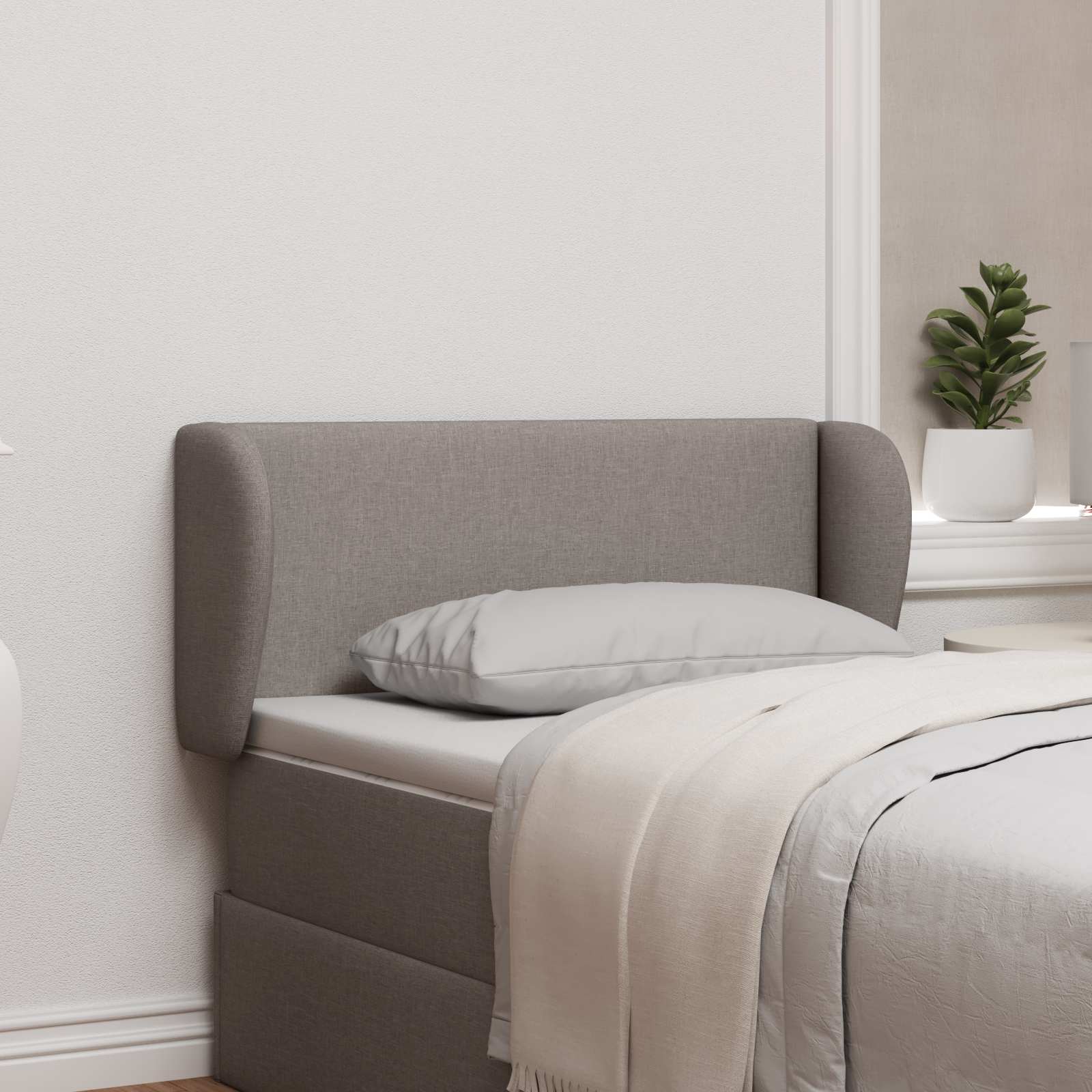 Hoofdbord oor Taupe 40 x 23 x 6 cm Stof is nu te koop bij PeponiXL, paradijselijk wonen!