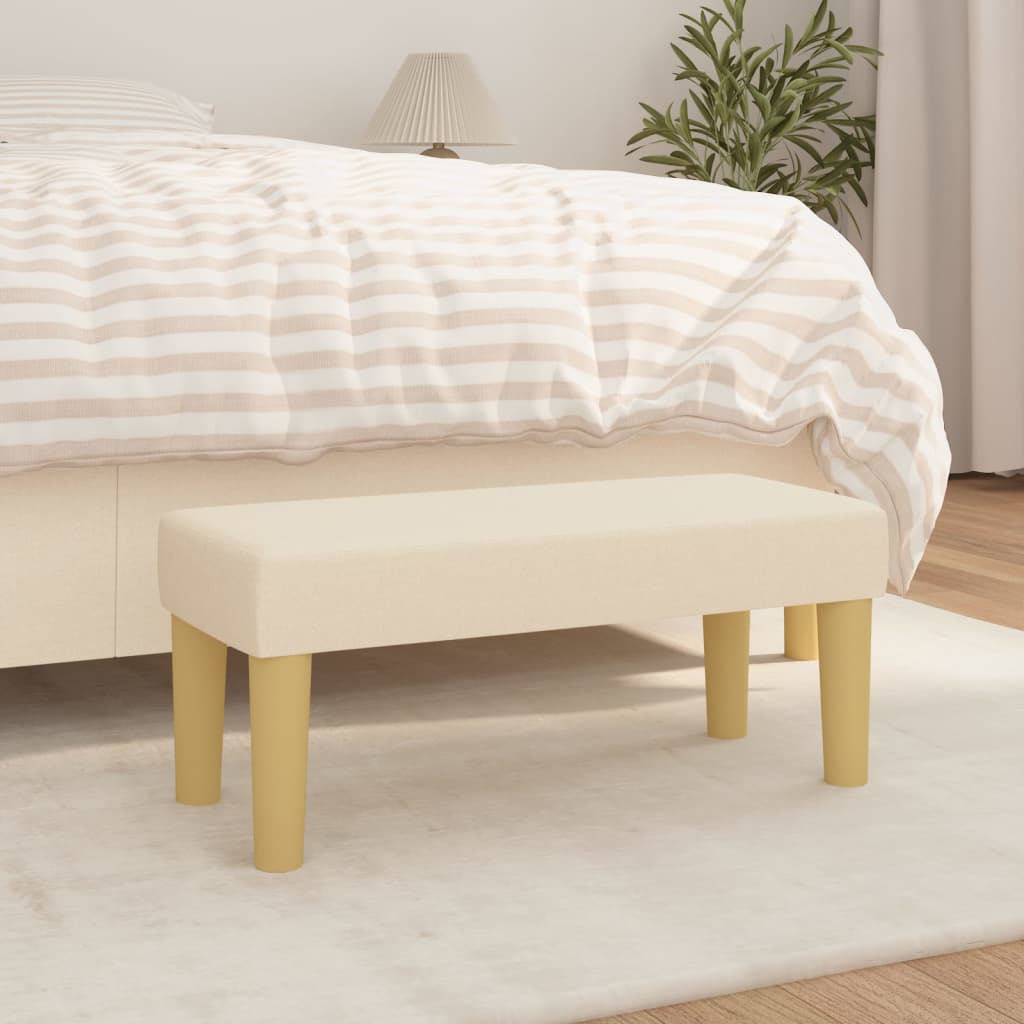 Bankje 70x30x30 cm stof crèmekleurig is nu te koop bij PeponiXL, paradijselijk wonen!
