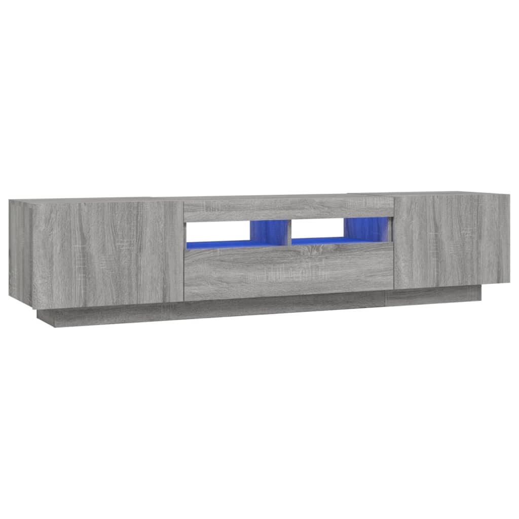 2-delige Tv-meubelset met LED bewerkt hout grijs sonoma eiken is nu te koop bij PeponiXL, paradijselijk wonen!